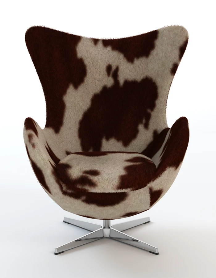 Arne Jacobsen Cowhide Egg Chair 3D Model_03